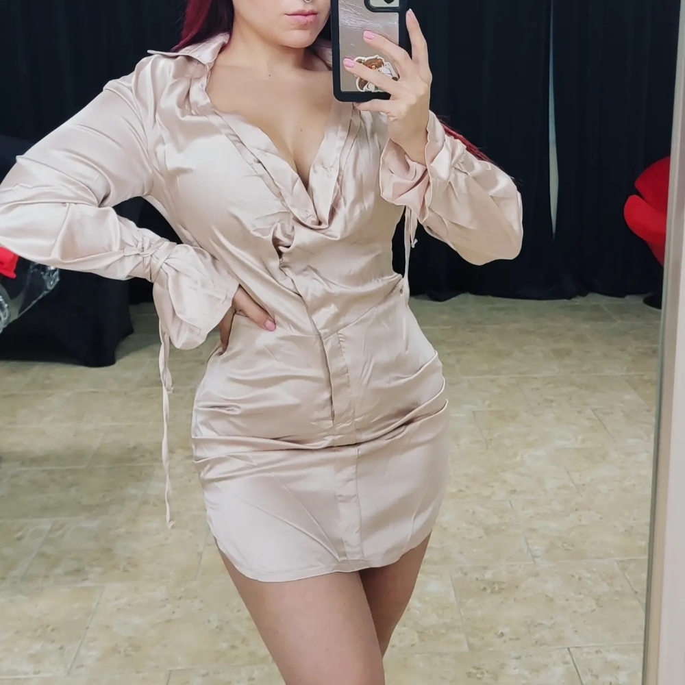 Satin Tied Detail  Dress